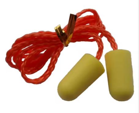 Bouchon d'oreille jetable jaune avec corde