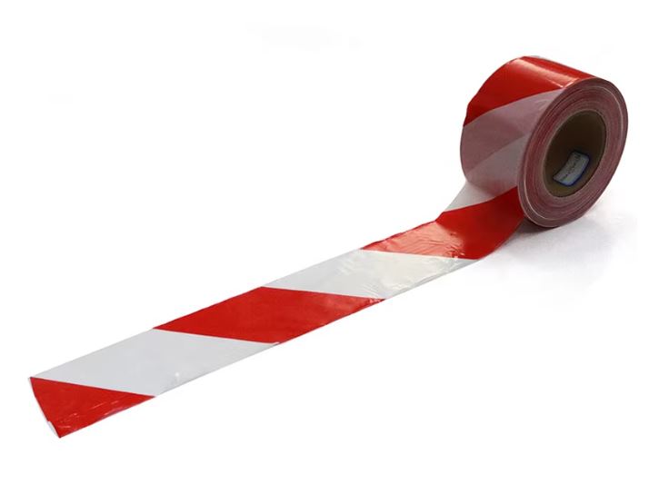 Ruban de signalisation rouge/blanc 50mm x 100m