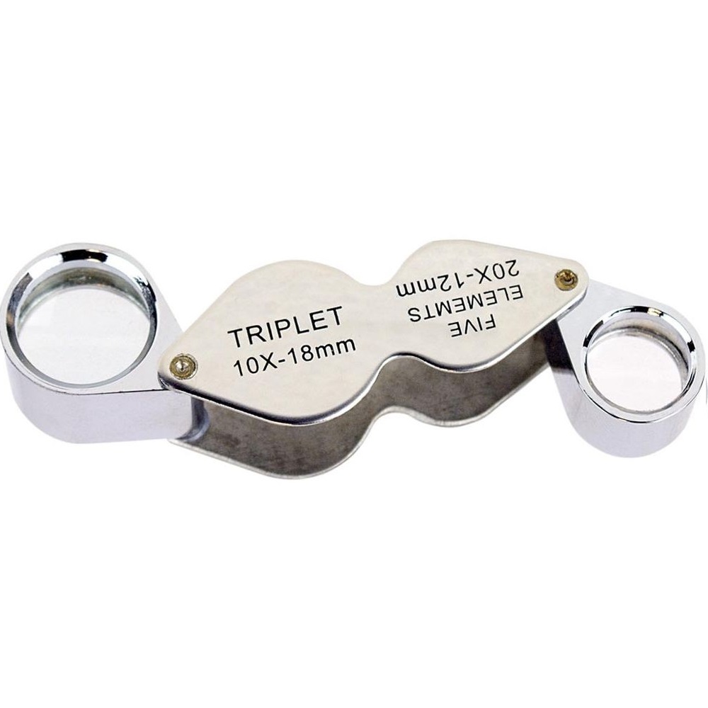 Loupe double pliante avec lentille en verre minéral triplet X10/X20 - 18mm/21mm