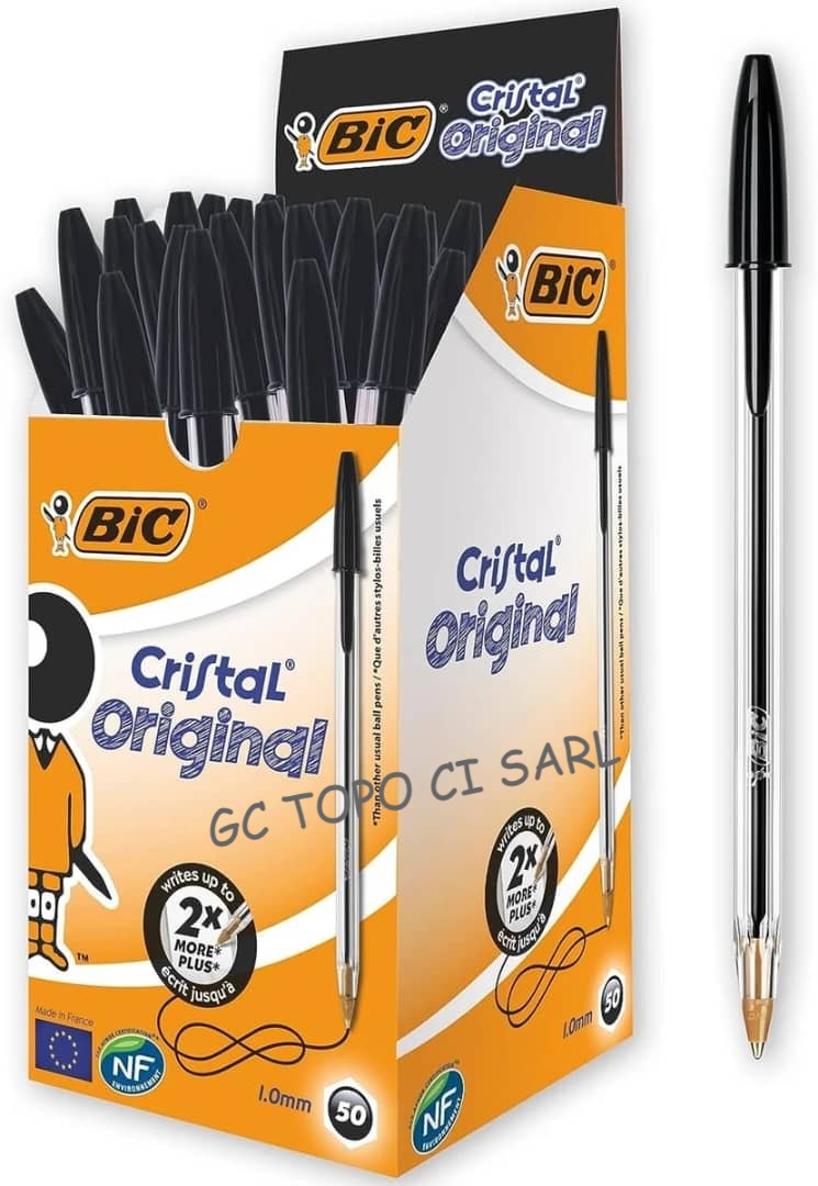 Boite de 50 Stylos BIC Crystal Original Noir